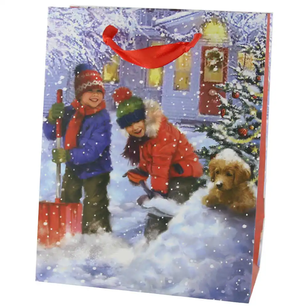 Punga cadou Craciun 18x23 CM - Copii cu catelus Punga cadou Craciun 18x23 CM - Copii cu catelus