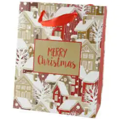 Punga cadou Craciun 18x23 CM - "Merry Christmas" Casute