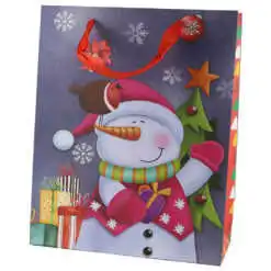 Punga cadou Craciun 26x32 CM - Om de zapada cu pasare