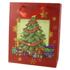 Punga cadou Craciun 26x32 CM -  Brad cu cadouri