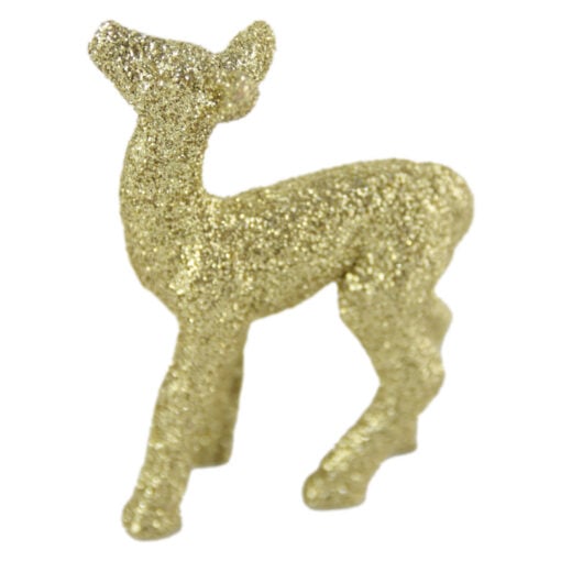 Figurina Craciun Caprioara din plastic cu glitter auriu 6x4 CM