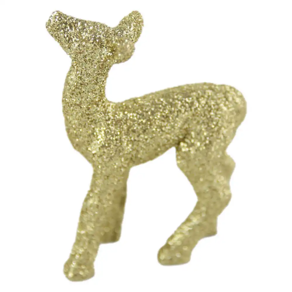 Figurina Craciun Caprioara din plastic cu glitter auriu 6x4 CM Figurina Craciun Caprioara din plastic cu glitter auriu 6x4 CM