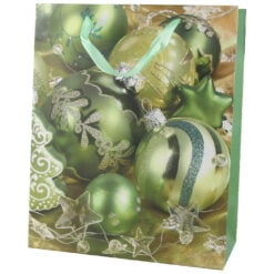 Punga cadou Craciun 26x32 CM - Globuri verzi