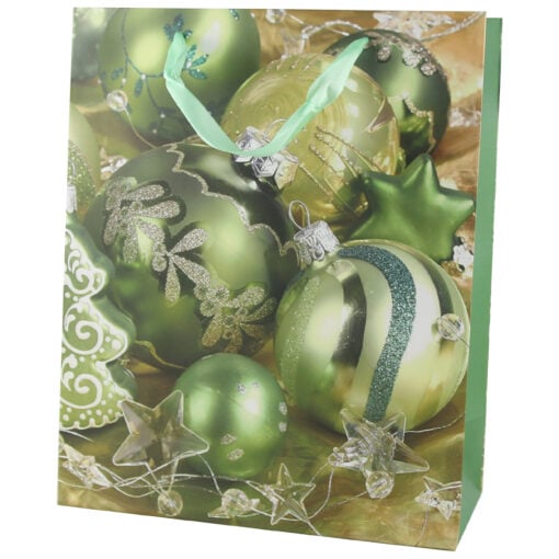Punga cadou Craciun 26x32 CM - Globuri verzi