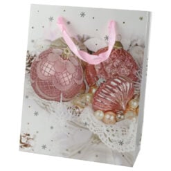 Punga cadou Craciun 18x23 CM - Glob rose