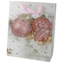 Punga cadou Craciun 26x32 CM - Glob rose