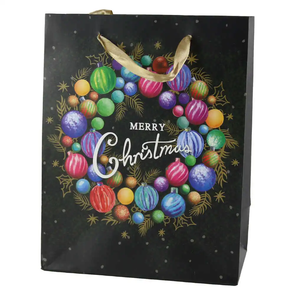 Punga cadou Craciun 18x23 CM - Black floral Punga cadou Craciun 18x23 CM - Black floral
