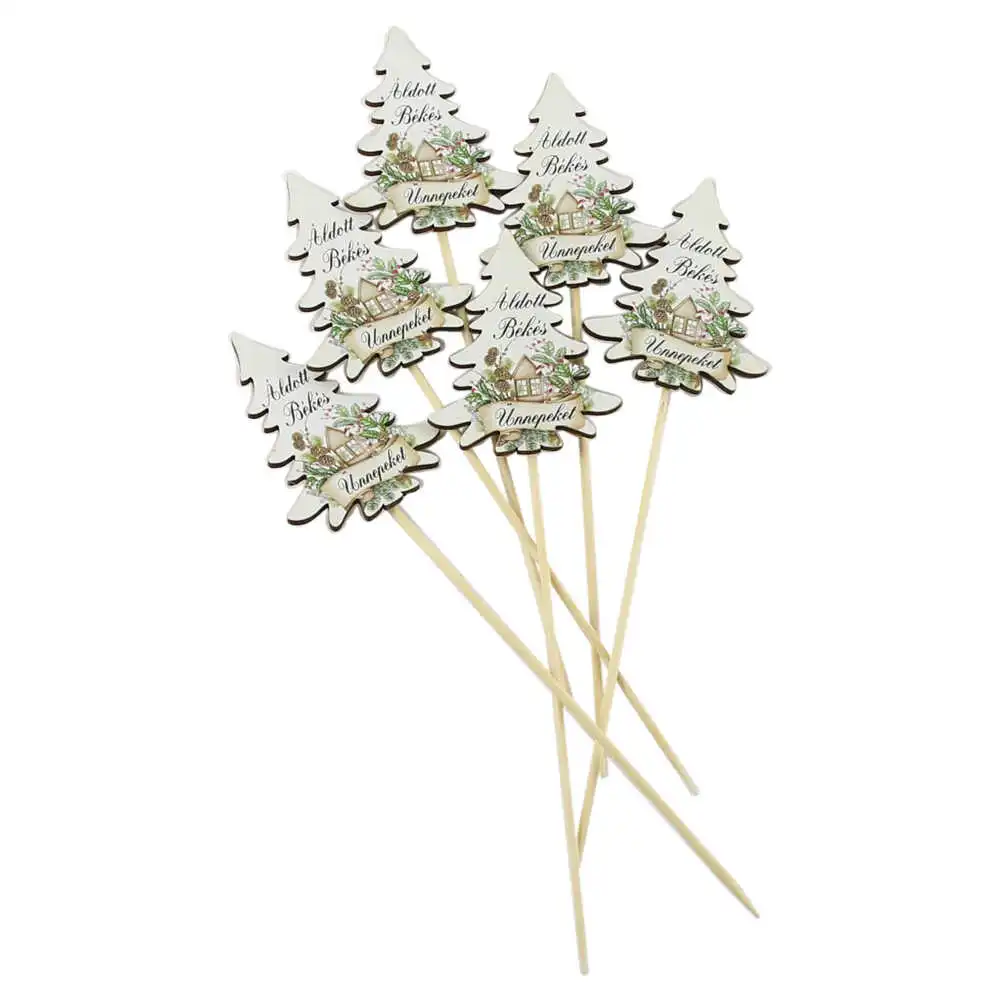 Set 6 Pick decor Brad de craciun "Aldott Bekes Unnepeket" 6x24 CM Set 6 Pick decor Brad de craciun "Aldott Bekes Unnepeket" 6x24 CM