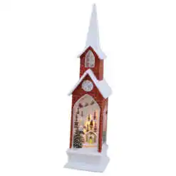 Ornament Craciun Biserica cu led din plastic 21 CM