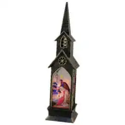 Ornament Craciun Biserica cu led din plastic 21 CM