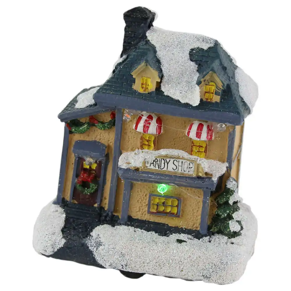 Casuta decorativa Craciun cu led 10 CM Casuta decorativa Craciun cu led 10 CM