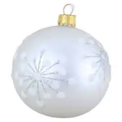 Glob pentru brad din sticla cu glitter 8 CM - Fulg de nea