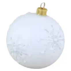 Glob pentru brad din sticla cu glitter 8 CM - Fulg de nea