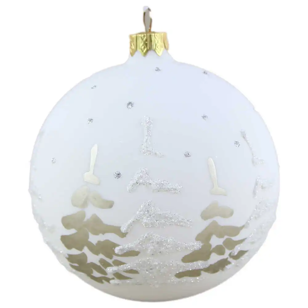 Glob pentru brad din sticla cu glitter 10 CM - Design Copac