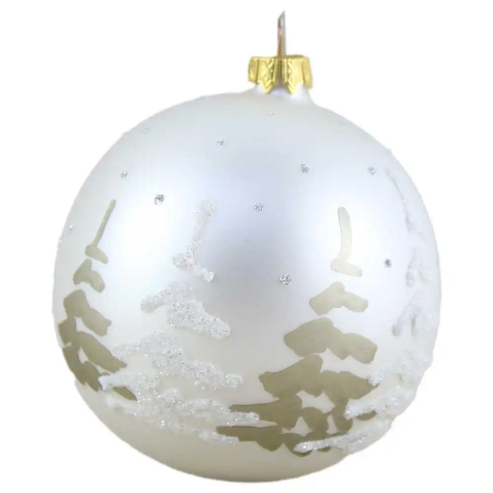 Glob pentru brad din sticla cu glitter 10 CM - Design Copac