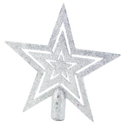 Varf de brad Stea din plastic cu glitter 19 CM