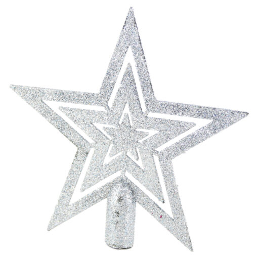 Varf de brad Stea din plastic cu glitter 19 CM