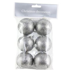 Set 6 globuri din plastic cu glitter 6 CM