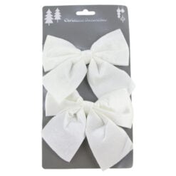 Set 2 ornamente Fundita alb din textil 11 CM