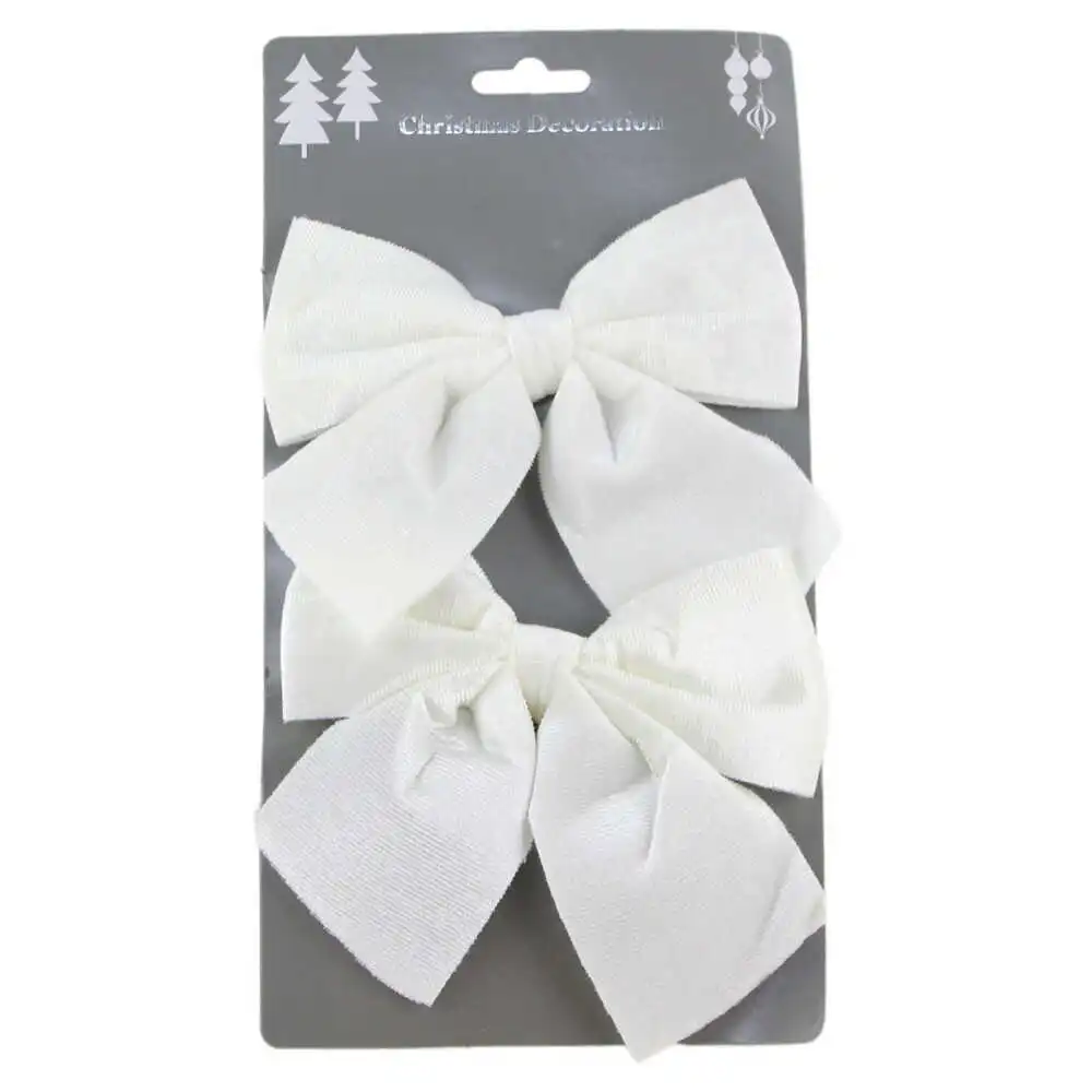 Set 2 ornamente Fundita alb din textil 11 CM