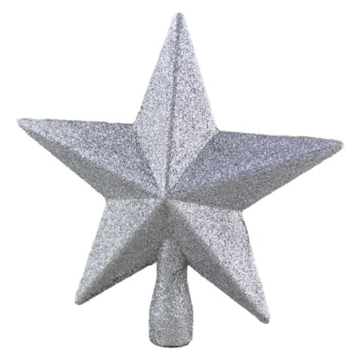 Varf de brad Stea din plastic cu glitter 19 CM