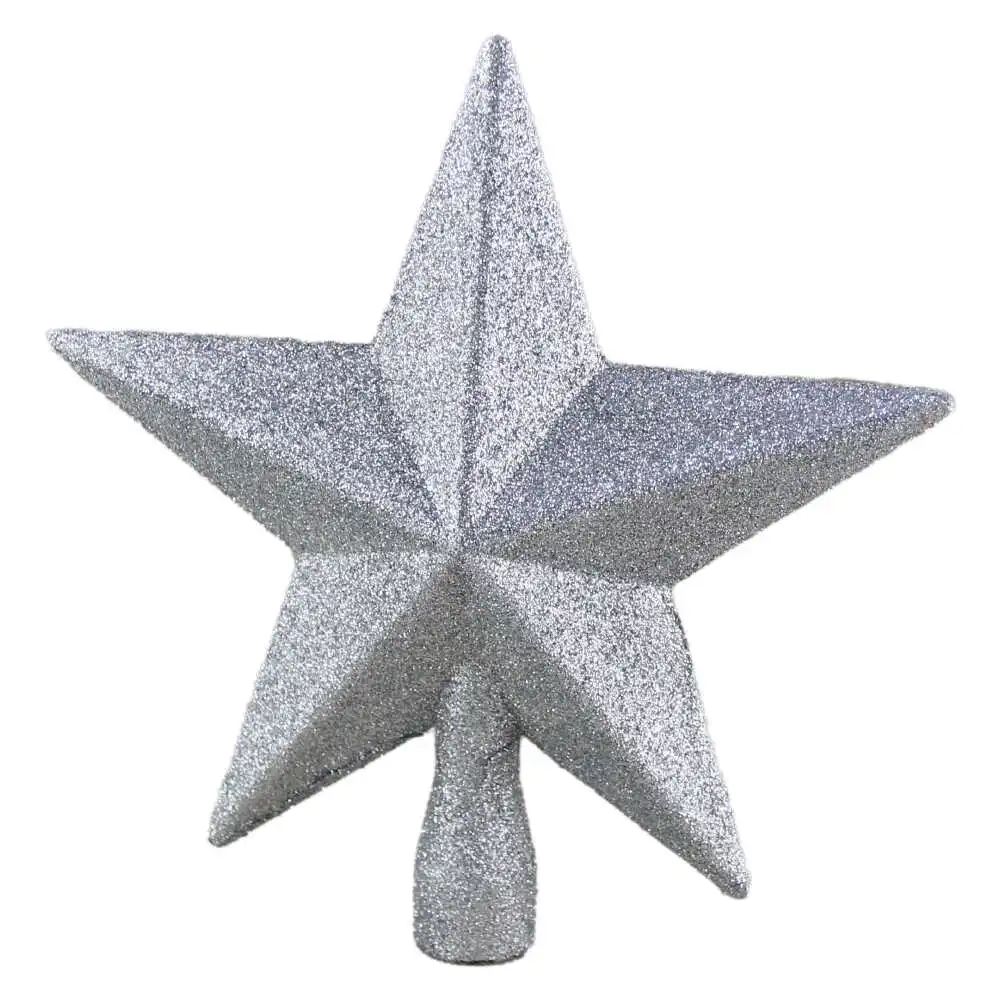 Varf de brad Stea din plastic cu glitter 19 CM Varf de brad Stea din plastic cu glitter 19 CM