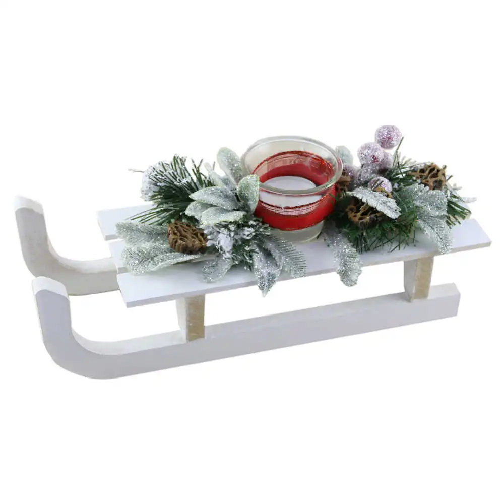 Decor Craciun Saniuta cu candela 28 CM Decor Craciun Saniuta cu candela 28 CM