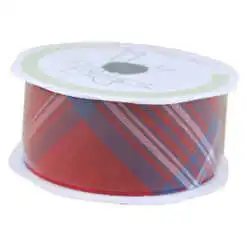 Panglica din textil rosu in carouri 38 mm x 10 m