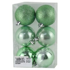 Set 6 globuri pentru brad din plastic verde 6 CM