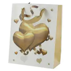 Punga cadou din hartie 18x23 CM - Inima Gold