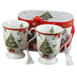 Set 2 cani ceramice cu snur