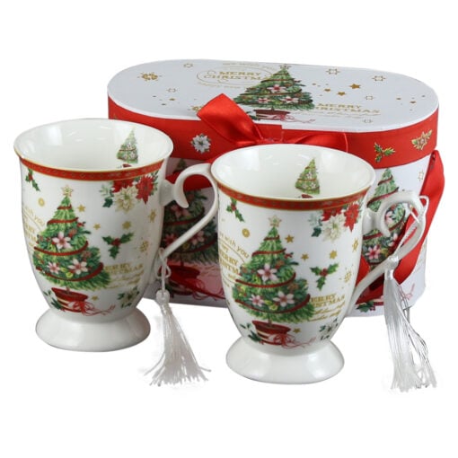 Set 2 cani ceramice cu snur
