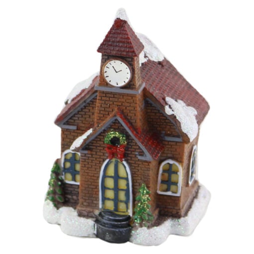 Casuta/Biserica decorativa Craciun cu led 14 CM
