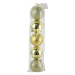 Set 5 globuri din plastic Auriu 8 CM