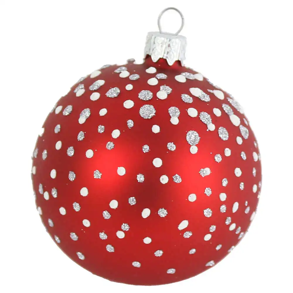 Glob pentru brad din sticla cu glitter 8 CM