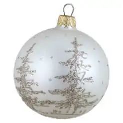 Glob pentru brad din sticla cu glitter 8 CM