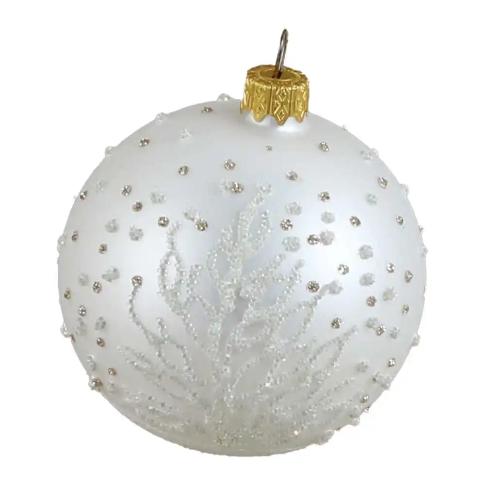 Glob pentru brad din sticla cu glitter 8 CM