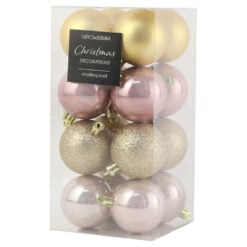 Set 16 globuri pentru brad din plastic Goldenrose 5 CM