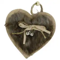 Ornament de brad din lemn si blana 9 CM Brad/Steluta/Inimioara