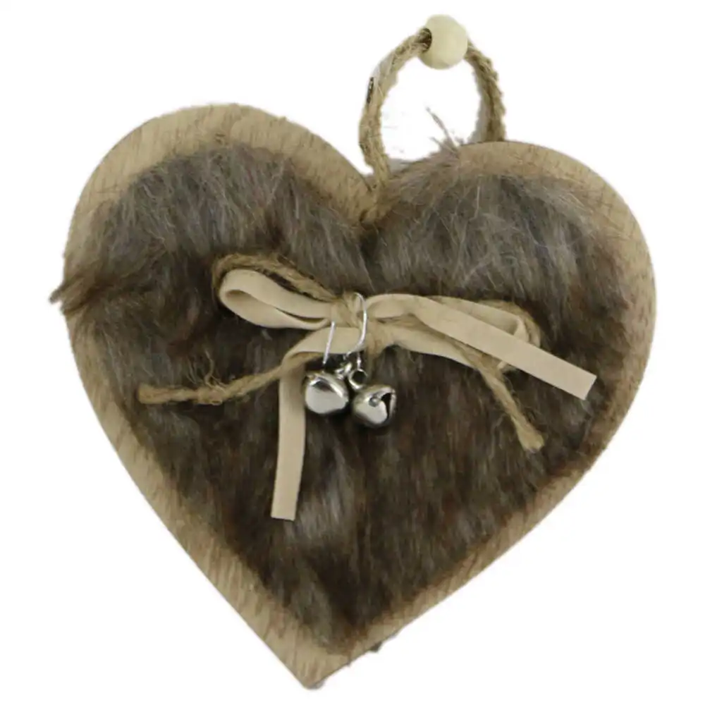 Ornament de brad din lemn si blana 9 CM Brad/Steluta/Inimioara