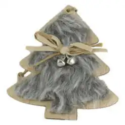 Ornament de brad din lemn si blana 9 CM Brad/Steluta/Inimioara