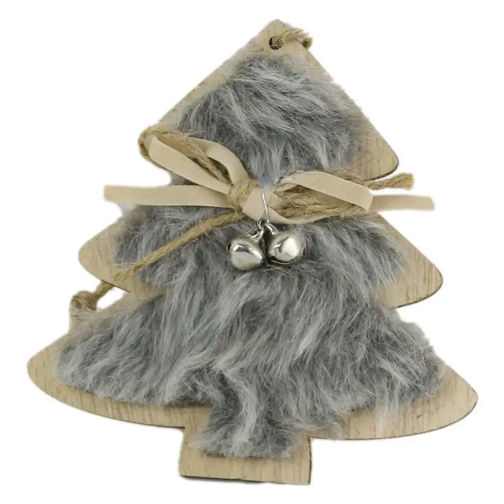 Ornament de brad din lemn si blana 9 CM Brad/Steluta/Inimioara