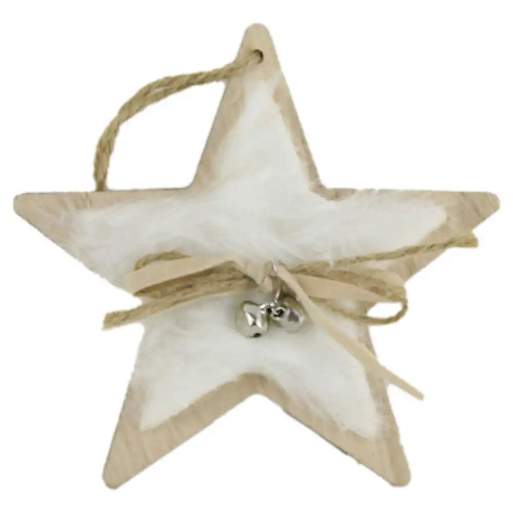 Ornament de brad din lemn si blana 9 CM Brad/Steluta/Inimioara