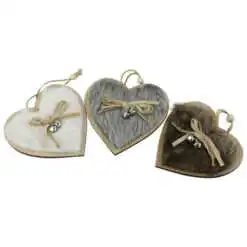 Ornament de brad din lemn si blana 9 CM Brad/Steluta/Inimioara