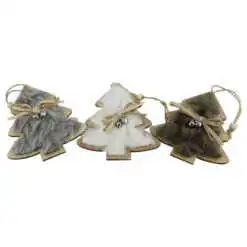 Ornament de brad din lemn si blana 9 CM Brad/Steluta/Inimioara