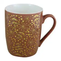 Cana ceramica de Craciun cu decoratiuni aurii 340 ml