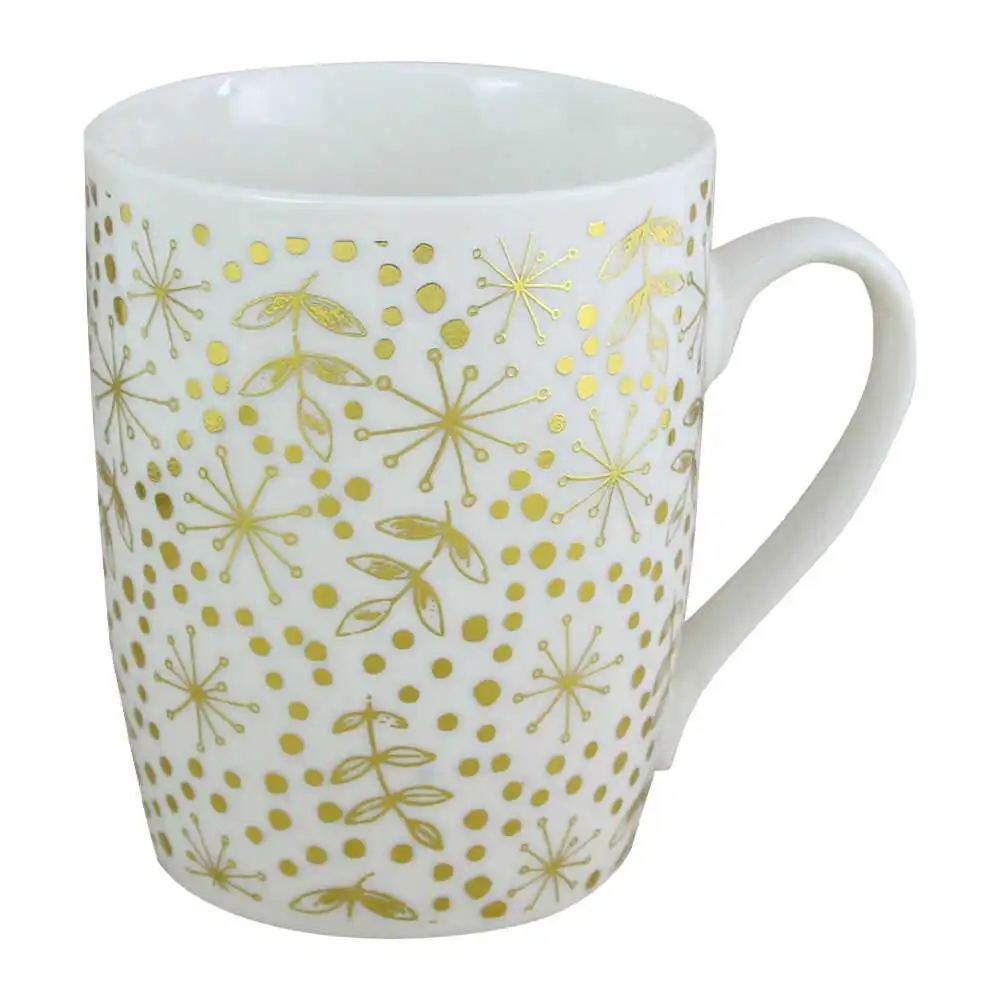 Cana ceramica de Craciun cu decoratiuni aurii 340 ml