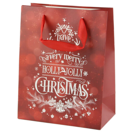 Punga cadou din hartie 18x23 CM "Holly Jolly Christmas"