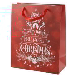 Punga cadou din hartie 26x32 CM "Holly Jolly Christmas"