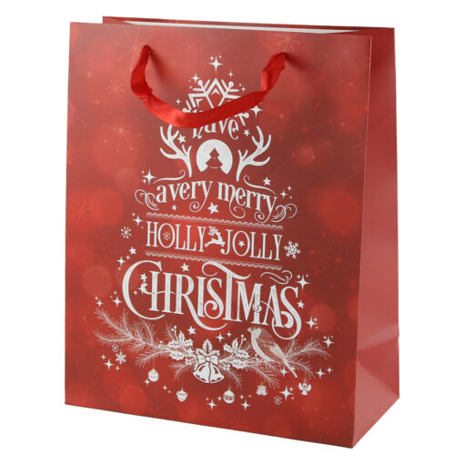 Punga cadou din hartie 26x32 CM "Holly Jolly Christmas"